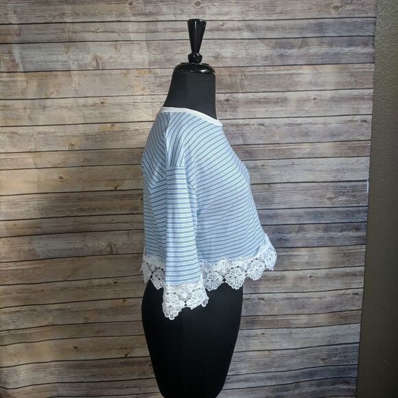 Topshop cropped striped crochet trim shirt - Picture 5 of 7